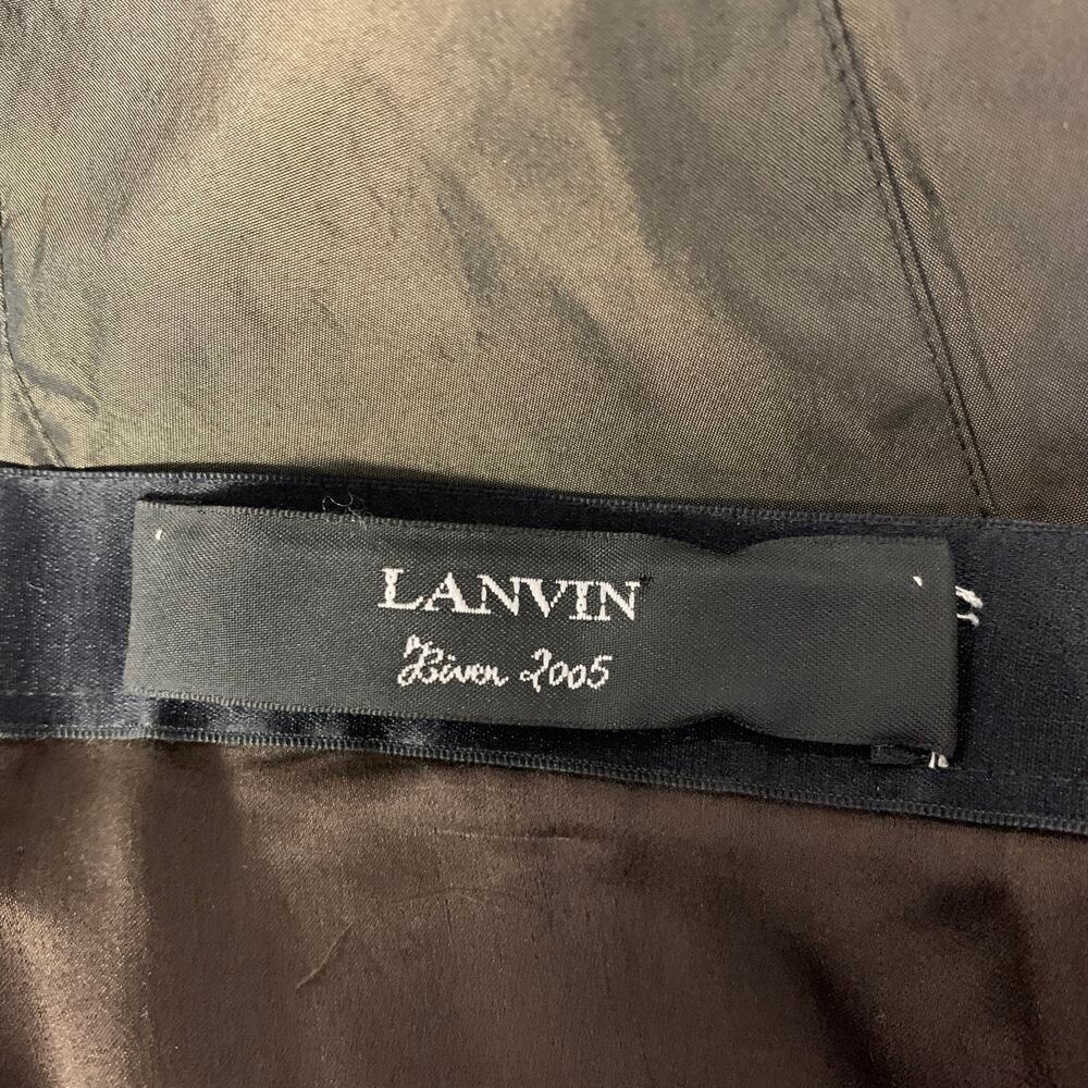 LANVIN Size L Green Olive Polyester A-Line Mid-Calf Skirt - Picture 5 of 6